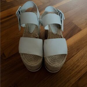 Paloma Barceló White Leather Espadrille Platform Wedge Sandals Size36